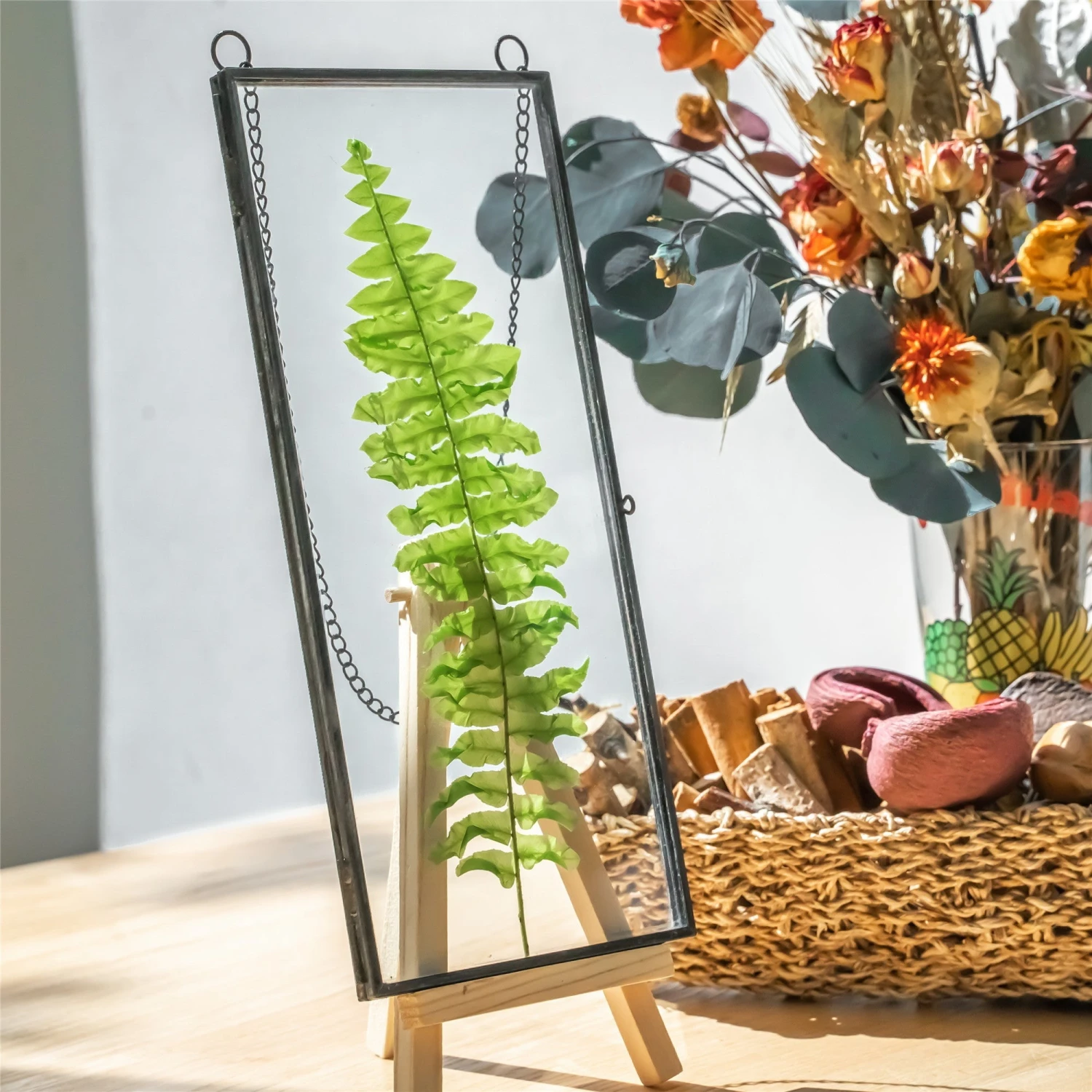Hanging 4x9 Inches Black Long Herbarium Painted Brass Glass Frame For Pressed Flowers Dried Flowers 7 Hanging 4x9 Inches Black Long Herbarium Painted Brass Glass Frame For Pressed Flowers Dried Flowers - Image 7