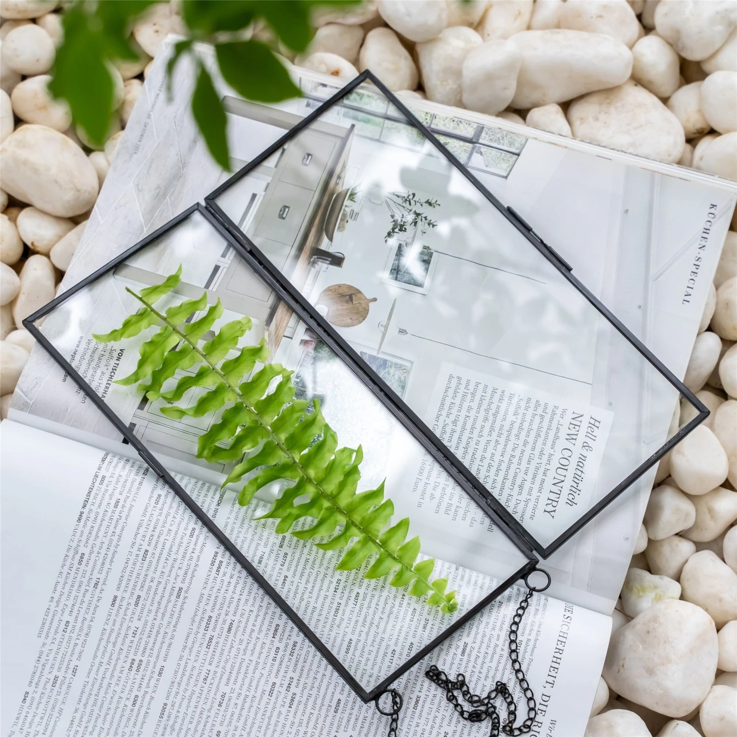 Hanging 4x9 Inches Black Long Herbarium Painted Brass Glass Frame For Pressed Flowers Dried Flowers 2 Hanging 4x9 Inches Black Long Herbarium Painted Brass Glass Frame For Pressed Flowers Dried Flowers - Image 2