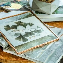 Handmade Large Wall Hanging Pure Copper Glass Artwork Certificate Photo Display Floating Frame -Ncyp Garden Sale Shop 09767