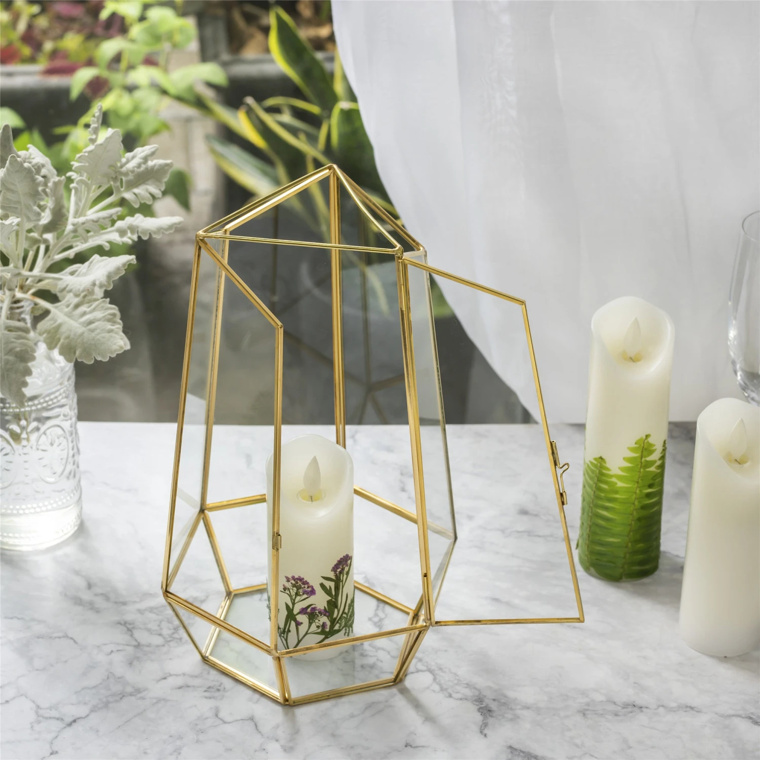 NCYP Hanging Geometric Glass Lamp Candle Holderwith Swing Lid Top Hallow Open For Wedding 6 NCYP Hanging Geometric Glass Lamp Candle Holderwith Swing Lid Top Hallow Open For Wedding - Image 6