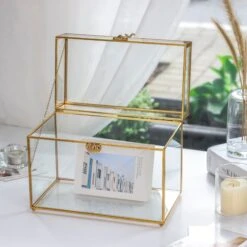 Pure Copper Medium Geometric Glass Card Box Terrarium Foot Latch Rose Gold Handmade Rectangular -Ncyp Garden Sale Shop 20190315005 4