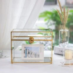 Pure Copper Medium Geometric Glass Card Box Terrarium Foot Latch Rose Gold Handmade Rectangular -Ncyp Garden Sale Shop 20190315005 7