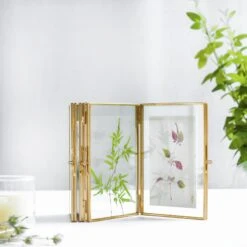 Handmade Tabletp Brass Glass Photo Picture Display Folding Screen Type Frame 3-Folded 5" X 7" -Ncyp Garden Sale Shop 20190315009 6