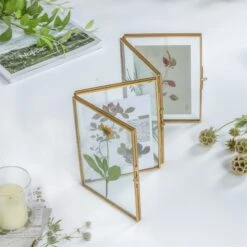 Handmade Tabletp Brass Glass Photo Picture Display Folding Screen Type Frame 3-Folded 5" X 7" -Ncyp Garden Sale Shop 20190315009 8