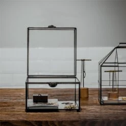 Small Vintage Rectangle Glass Jewelry Storage Card Box With Lock For Card Storage Jewelry Display -Ncyp Garden Sale Shop 20190717001 1