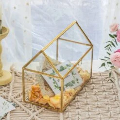 Geometric Glass Card Box Terrarium Rose Gold Handmade Pure Copper House Shape For Wedding Receiption -Ncyp Garden Sale Shop 20190905001 6