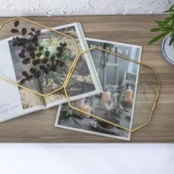 Wall Hanging Long Octagon Herbarium Brass Glass Frame For Pressed Flowers Dried Floating Frame -Ncyp Garden Sale Shop 20190905004 4