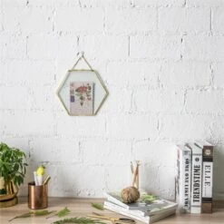 Hanging Hexagon Herbarium Brass Glass Frame For Pressed Flowers Dried Flowers Floating Frame 16 Hanging Hexagon Herbarium Brass Glass Frame For Pressed Flowers Dried Flowers Floating Frame -Ncyp Garden Sale Shop 20190905005 2