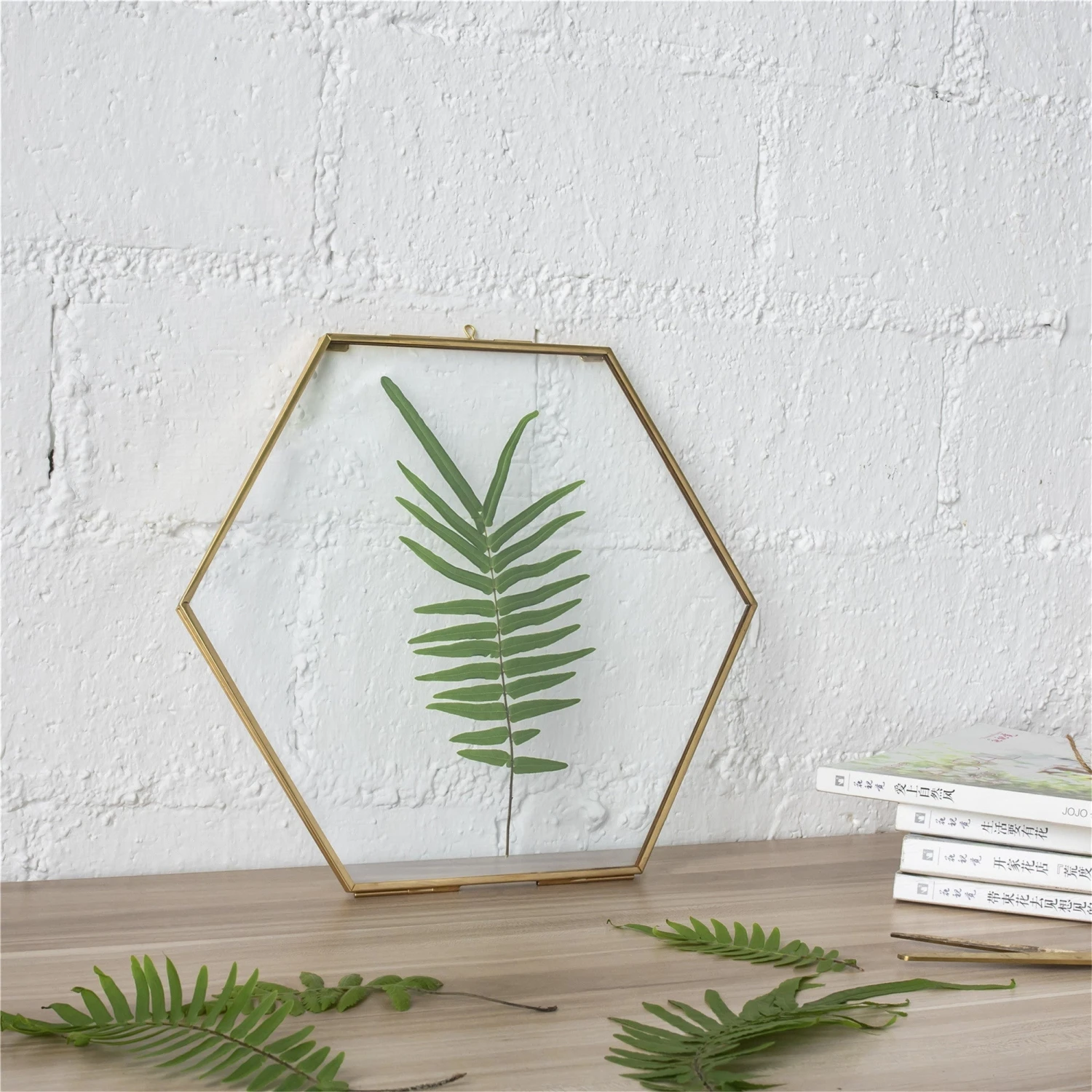 Hanging Hexagon Herbarium Brass Glass Frame For Pressed Flowers Dried Flowers Floating Frame 8 Hanging Hexagon Herbarium Brass Glass Frame For Pressed Flowers Dried Flowers Floating Frame - Image 8