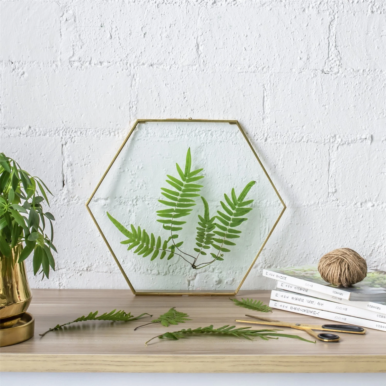 Hanging Hexagon Herbarium Brass Glass Frame For Pressed Flowers Dried Flowers Floating Frame 11 Hanging Hexagon Herbarium Brass Glass Frame For Pressed Flowers Dried Flowers Floating Frame - Image 11