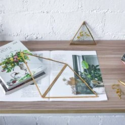 Hanging Triangle Herbarium Brass Glass Frame For Pressed Flowers Dried Flowers Poster -Ncyp Garden Sale Shop 20190905009 2