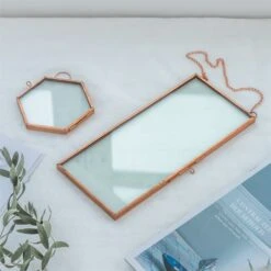 Hanging 4x9 Inches Pink Long Herbarium Pure Copper Glass Frame For Pressed Flowers Dried Flowers -Ncyp Garden Sale Shop 20190905011 2