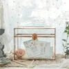 Pure Copper Medium Geometric Glass Card Box Terrarium Foot Latch Rose Gold Handmade Rectangular