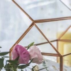 Geometric Glass Card Box Terrarium Rose Gold Handmade Pure Copper House Shape For Wedding Receiption -Ncyp Garden Sale Shop 20190905014 1