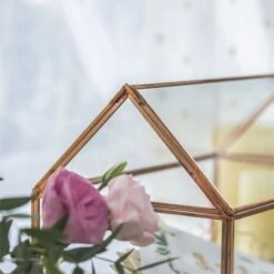 Geometric Glass Card Box Terrarium Rose Gold Handmade Pure Copper House Shape For Wedding Receiption -Ncyp Garden Sale Shop 20190905014 8