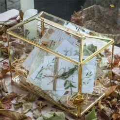 Large Geometric Glass Card Box Terrarium With Slot And Heart Lock, Foot, Gold, Handmade, Brass,for Wedding Receiption, Wishwell, Keepsake Centerpiece -Ncyp Garden Sale Shop 20190926001 4 54ee5963 714a 4478 9c53 01bb50fa27d7