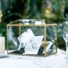 Large Geometric Glass Card Box Terrarium With Slot And Heart Lock, Foot, Gold, Handmade, Brass,for Wedding Receiption, Wishwell, Keepsake Centerpiece