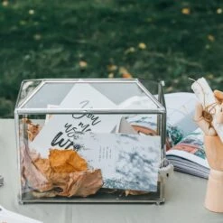 Silver Standard/Large Geometric Glass Card Box Terrarium With Slot, Heart Lock, Foot, Handmade For Wedding Receiption Wishwell Keepsake -Ncyp Garden Sale Shop 20200226001 9