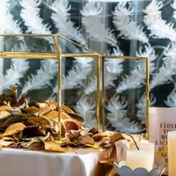 Large Geometric Glass Card Box Terrarium With Slot And Heart Lock, Foot, Gold, Handmade, Brass,for Wedding Receiption, Wishwell, Keepsake Centerpiece -Ncyp Garden Sale Shop 20200307001 3 9ebcc059 3414 41db a048 ad09fcc547bf