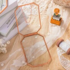 Wall Hanging Long Octagon Herbarium Copper Glass Frame For Pressed Flowers Dried Floating Frame -Ncyp Garden Sale Shop 20200409013 7