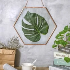 Hanging Hexagon Herbarium Copper Glass Frame For Pressed Flowers Dried Flowers Floating Frame -Ncyp Garden Sale Shop 20200409017 4