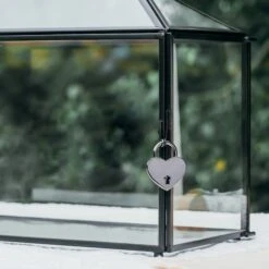 Back Standard/Large Geometric Glass Card Box Terrarium With Slot, Heart Lock, Foot, Handmade Brass For Wedding Receiption Wishwell Keepsake -Ncyp Garden Sale Shop 20200907001 2