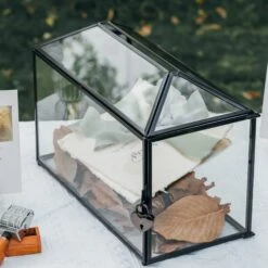 Back Standard/Large Geometric Glass Card Box Terrarium With Slot, Heart Lock, Foot, Handmade Brass For Wedding Receiption Wishwell Keepsake -Ncyp Garden Sale Shop 20200907001 5