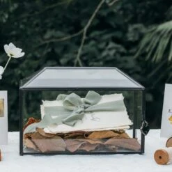 Back Standard/Large Geometric Glass Card Box Terrarium With Slot, Heart Lock, Foot, Handmade Brass For Wedding Receiption Wishwell Keepsake -Ncyp Garden Sale Shop 20200907001 9