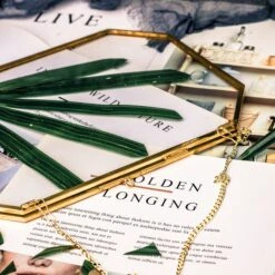 Wall Hanging 8x10" Horizontal Long Octagon Herbarium Brass Double Glass Frame For Pressed Flowers, Dried Flowers, Poster, Floating Frame -Ncyp Garden Sale Shop 20200923001 8x10 8