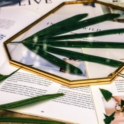 Wall Hanging 8x10" Horizontal Long Octagon Herbarium Brass Double Glass Frame For Pressed Flowers, Dried Flowers, Poster, Floating Frame -Ncyp Garden Sale Shop 20200923001 8x10 9