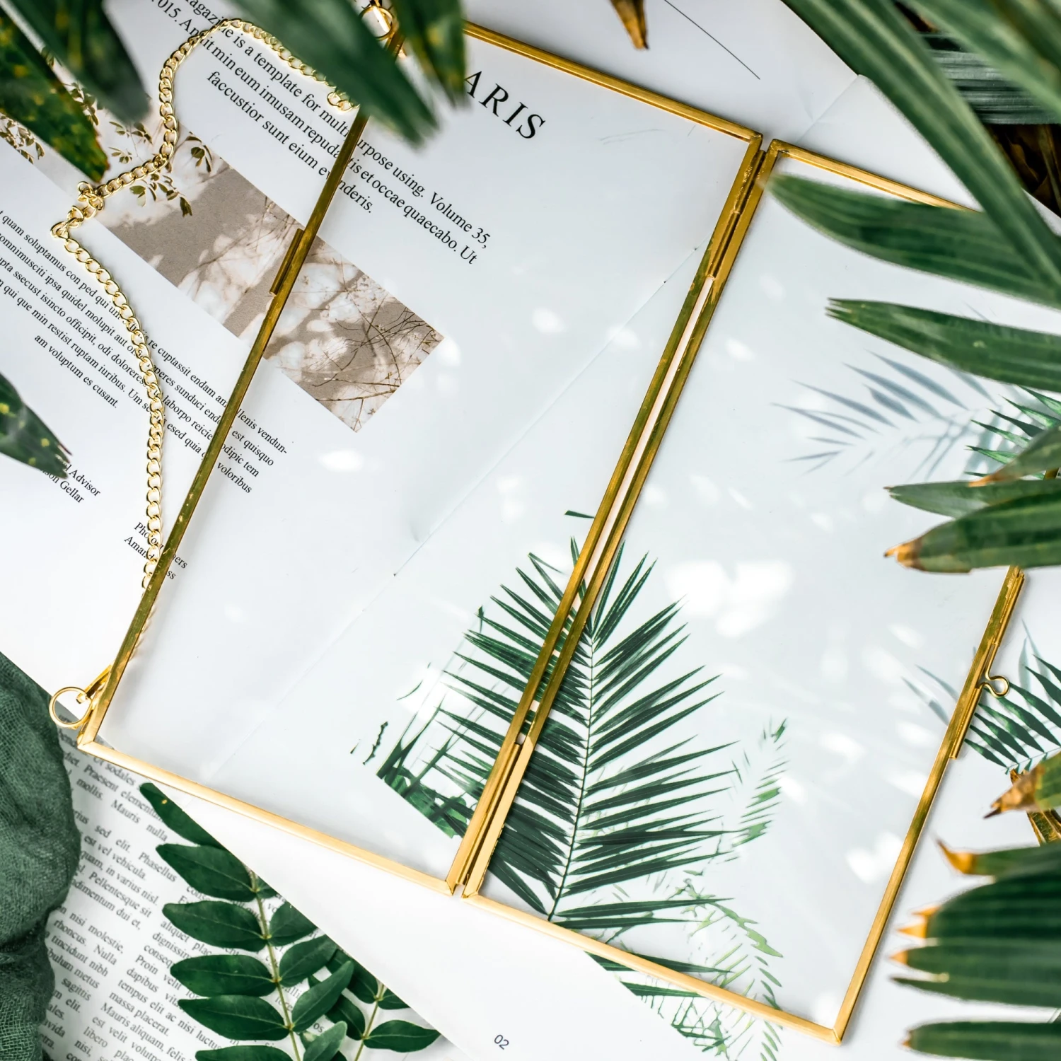 NCYP 4x9" Horizontal Brass Double Glass Picture Frame Wall Hanging, Photo Specimen Card Holder Modern Home Geometric Decor Display Gift 3 NCYP 4x9" Horizontal Brass Double Glass Picture Frame Wall Hanging, Photo Specimen Card Holder Modern Home Geometric Decor Display Gift - Image 3