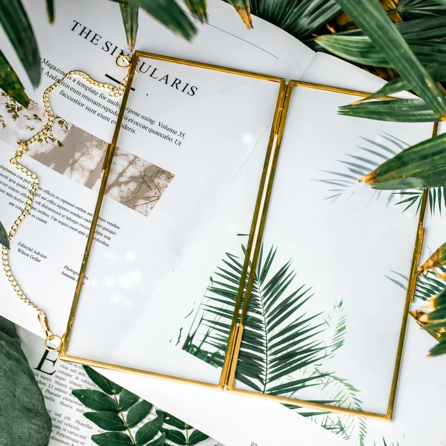 NCYP 4x9" Horizontal Brass Double Glass Picture Frame Wall Hanging, Photo Specimen Card Holder Modern Home Geometric Decor Display Gift 2 NCYP 4x9" Horizontal Brass Double Glass Picture Frame Wall Hanging, Photo Specimen Card Holder Modern Home Geometric Decor Display Gift - Image 2