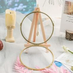 NCYP Wall Hanging Round 5" 4.3" Herbarium Brass Glass Frame For Pressed Flowers, Dried Flowers, Poster, Double Glass, Floating Frame -Ncyp Garden Sale Shop 20210522001 2