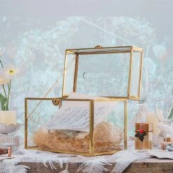 Handmade Vintage Geometric Glass Card Boxwith Slot Terrarium With Latch For Wedding Reception -Ncyp Garden Sale Shop 20210622001 4