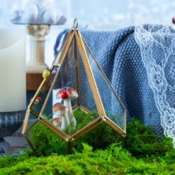 Handmade Hanging Teardrop Shape, Gold, Glass Geomtric Terrarium, Ring Holder Proposal Wedding Ring Box -Ncyp Garden Sale Shop 20210812001 7