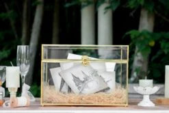 12"Large Gold Foot Rectangle With Slot Geometric Glass Card Box Keepsake Recipe Reception Envelope Holder Display Gift With Swing Lid Latch -Ncyp Garden Sale Shop 20220330001 8