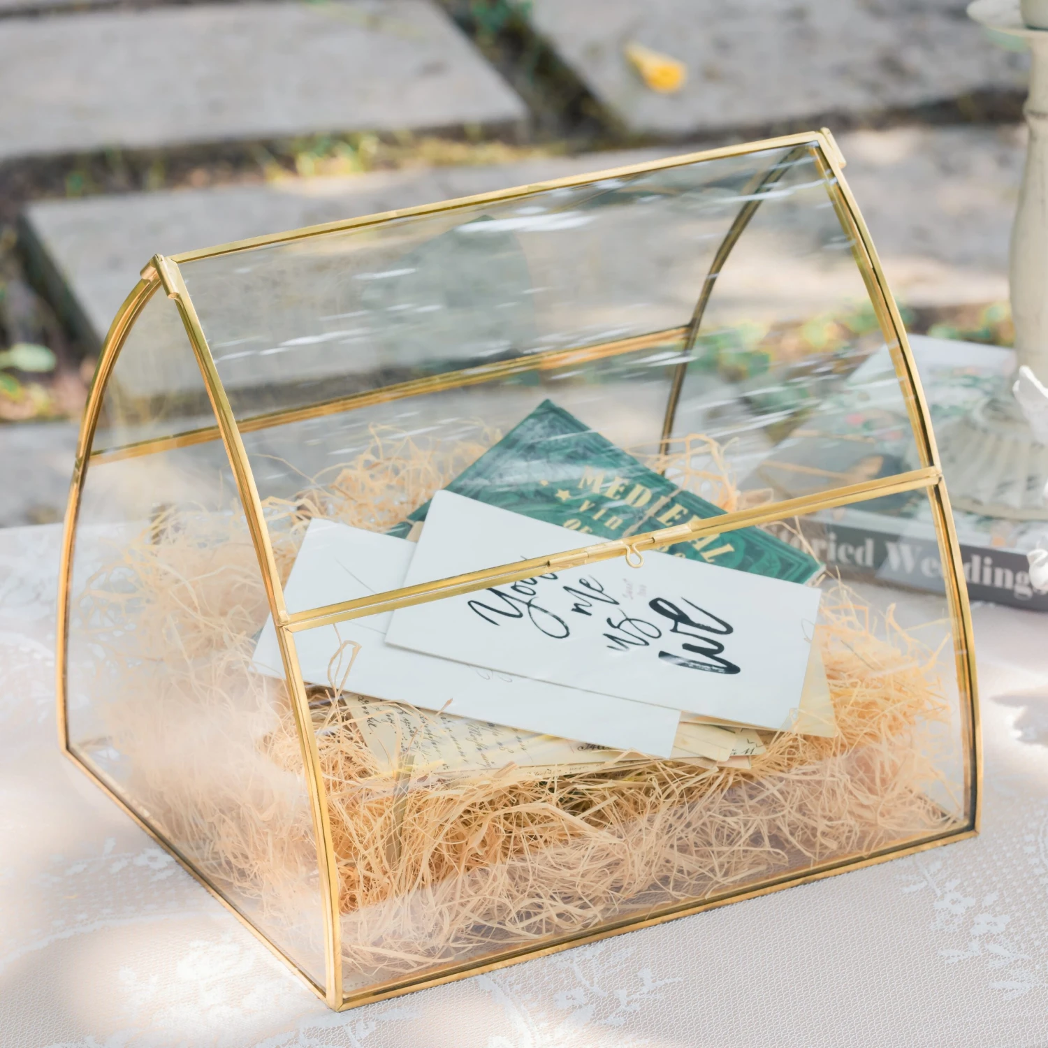House Shape Arched Curved Roof Vintage Glass Card Box Terrarium, Handmade Brass For Wedding Receiption Wishwell Keepsake 1 House Shape Arched Curved Roof Vintage Glass Card Box Terrarium, Handmade Brass For Wedding Receiption Wishwell Keepsake