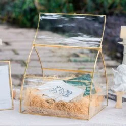 House Shape Arched Curved Roof Vintage Glass Card Box Terrarium, Handmade Brass For Wedding Receiption Wishwell Keepsake 10 House Shape Arched Curved Roof Vintage Glass Card Box Terrarium, Handmade Brass For Wedding Receiption Wishwell Keepsake -Ncyp Garden Sale Shop 20220607002 4
