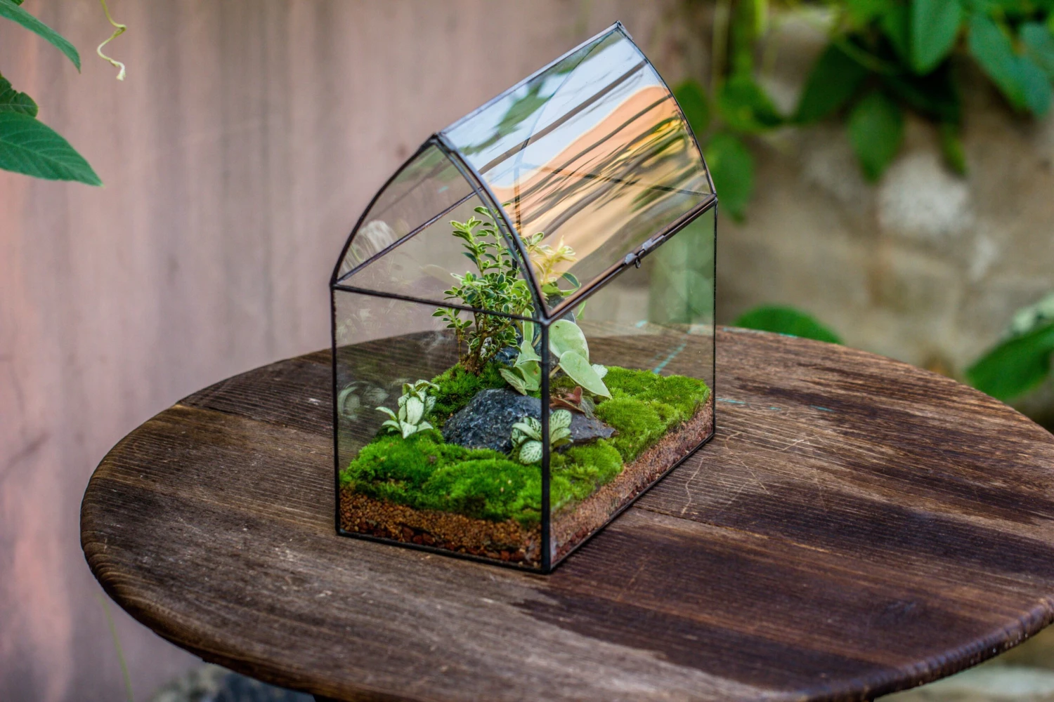 Handmade Unique Closed Terrarium With Arched Roof | HouseShape Closed Planter For Tropical Plants, Moss | Miniature Greenhouse Gift 5 Handmade Unique Closed Terrarium With Arched Roof | HouseShape Closed Planter For Tropical Plants, Moss | Miniature Greenhouse Gift - Image 5