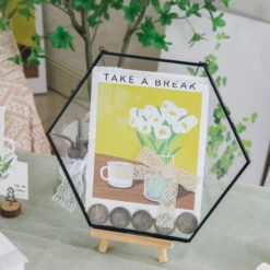 Wall Hanging Black Hexagon 12" Herbarium Brass Glass Frame For Thick Pressed Flowers, Dried Flowers, Poster, Coin, Double Glass, Floating -Ncyp Garden Sale Shop 20221122003 10