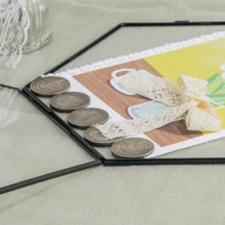 Wall Hanging Black Hexagon 12" Herbarium Brass Glass Frame For Thick Pressed Flowers, Dried Flowers, Poster, Coin, Double Glass, Floating -Ncyp Garden Sale Shop 20221122003 8