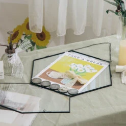 Wall Hanging Black Hexagon 12" Herbarium Brass Glass Frame For Thick Pressed Flowers, Dried Flowers, Poster, Coin, Double Glass, Floating -Ncyp Garden Sale Shop 20221122003 9