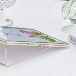 Silver Brass Tabletop Vintage Frame Geometric Ornament Plant Specimen Clip Modern Decor Card Holder 5X7" Reception -Ncyp Garden Sale Shop 20221229004 13