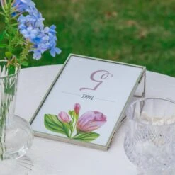 Silver Brass Tabletop Vintage Frame Geometric Ornament Plant Specimen Clip Modern Decor Card Holder 5X7" Reception -Ncyp Garden Sale Shop 20221229004 15