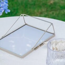 Silver Brass Tabletop Vintage Frame Geometric Ornament Plant Specimen Clip Modern Decor Card Holder 5X7" Reception -Ncyp Garden Sale Shop 20221229004 16