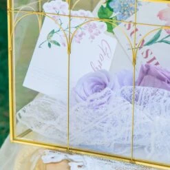 Vintage House Glass Geometric Terrarium Card Box Gold For Wedding, Graduation, Baby Shower -Ncyp Garden Sale Shop 20230329021 1