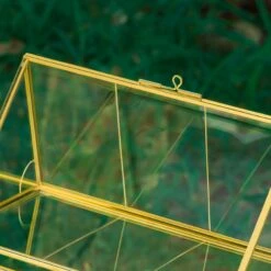 Vintage House Glass Geometric Terrarium Card Box Gold For Wedding, Graduation, Baby Shower -Ncyp Garden Sale Shop 20230329021 20