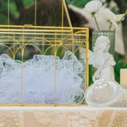 Vintage House Glass Geometric Terrarium Card Box Gold For Wedding, Graduation, Baby Shower -Ncyp Garden Sale Shop 20230329021 7