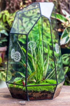 Handmade 41cm / 16" Tall IrregularGlass Geometric Terrarium Box With Vent -Ncyp Garden Sale Shop 20230510030 1