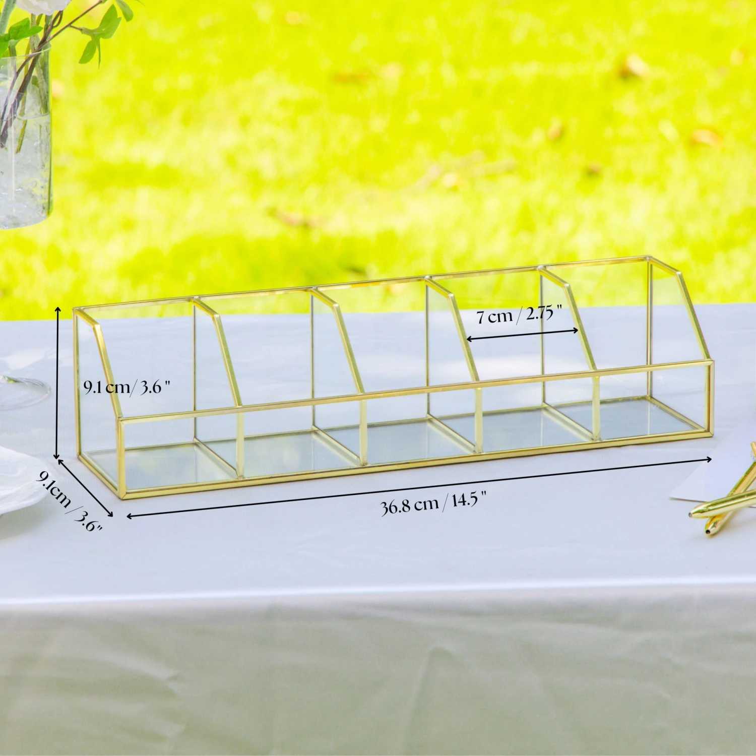 Glass Gold Tea Bag Box, 5 Compartments Box, Tea Lovers Gift Box, Tea Organizer, Christmas Gift 2 Glass Gold Tea Bag Box, 5 Compartments Box, Tea Lovers Gift Box, Tea Organizer, Christmas Gift - Image 2